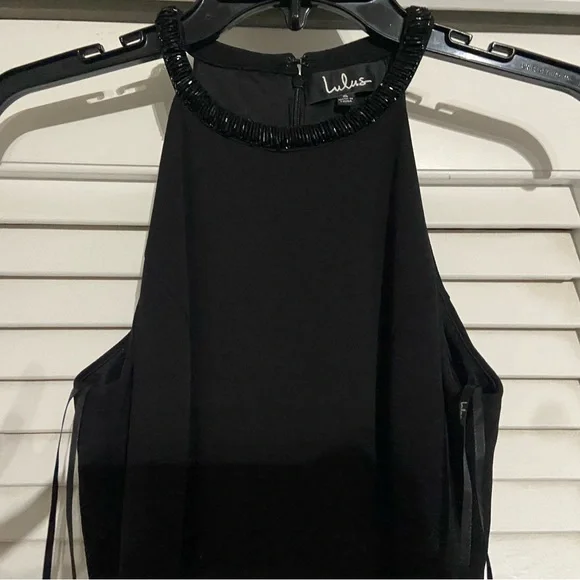 Lulu's Black Beaded Neck Dress - Picture 3 of 7